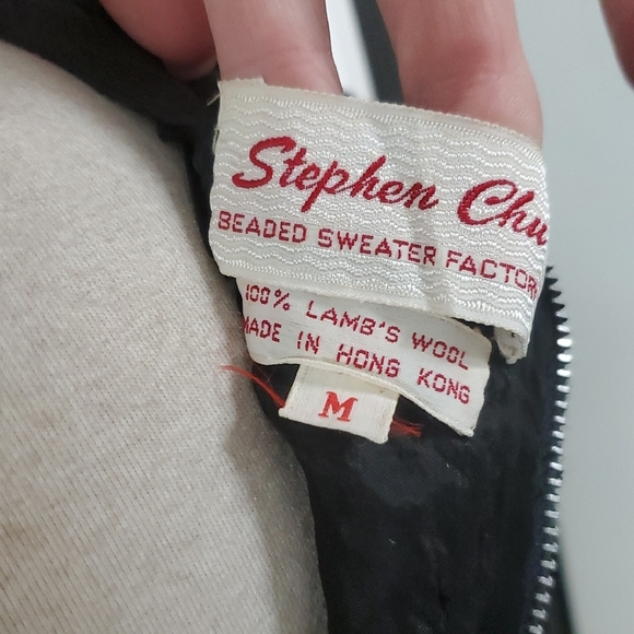 Stephen Chu Beaded Sweater Factory 100% Lamb's Wool Black Beaded Sleeveless Top - Picture 2 of 9